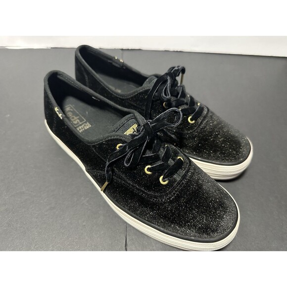 Keds Kate Spade black glitter sneakers, size 8 - Picture 1 of 11